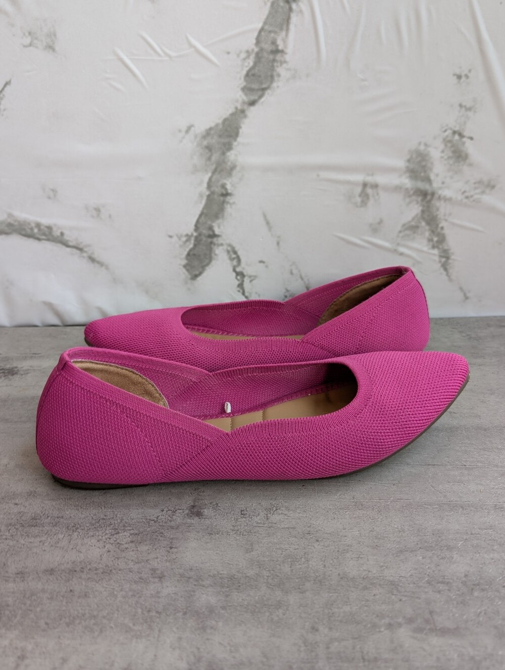 Cynthia Rowley Pink Chelsea Pointed Toe Knit Slip On Ballet Flats Womens 8 - Picture 2 of 11